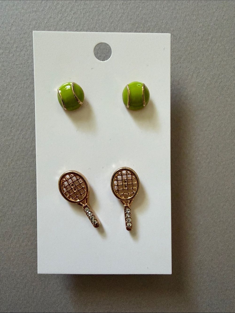 Tennis Racket and Ball Stud Earring Set A2123 - Picture 2 of 2